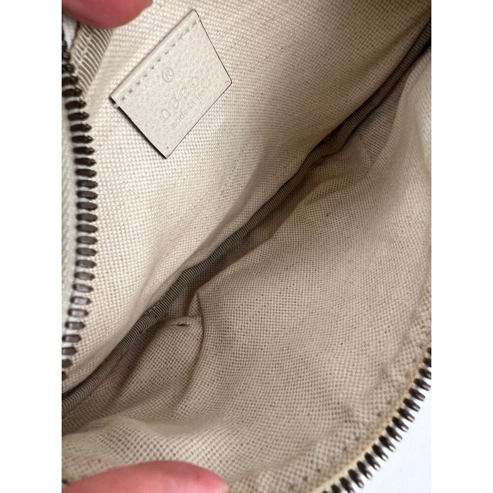 Gucci Logo White Leather Web Belt Sling Bag - Picture 5 of 12